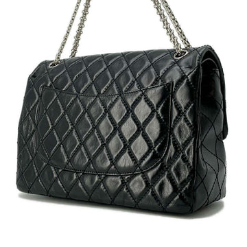 CHANEL 2.55 Matelasse W-Flap W-Chain Shoulder Bag BlackA37587 Aged Calf Leather Size Large