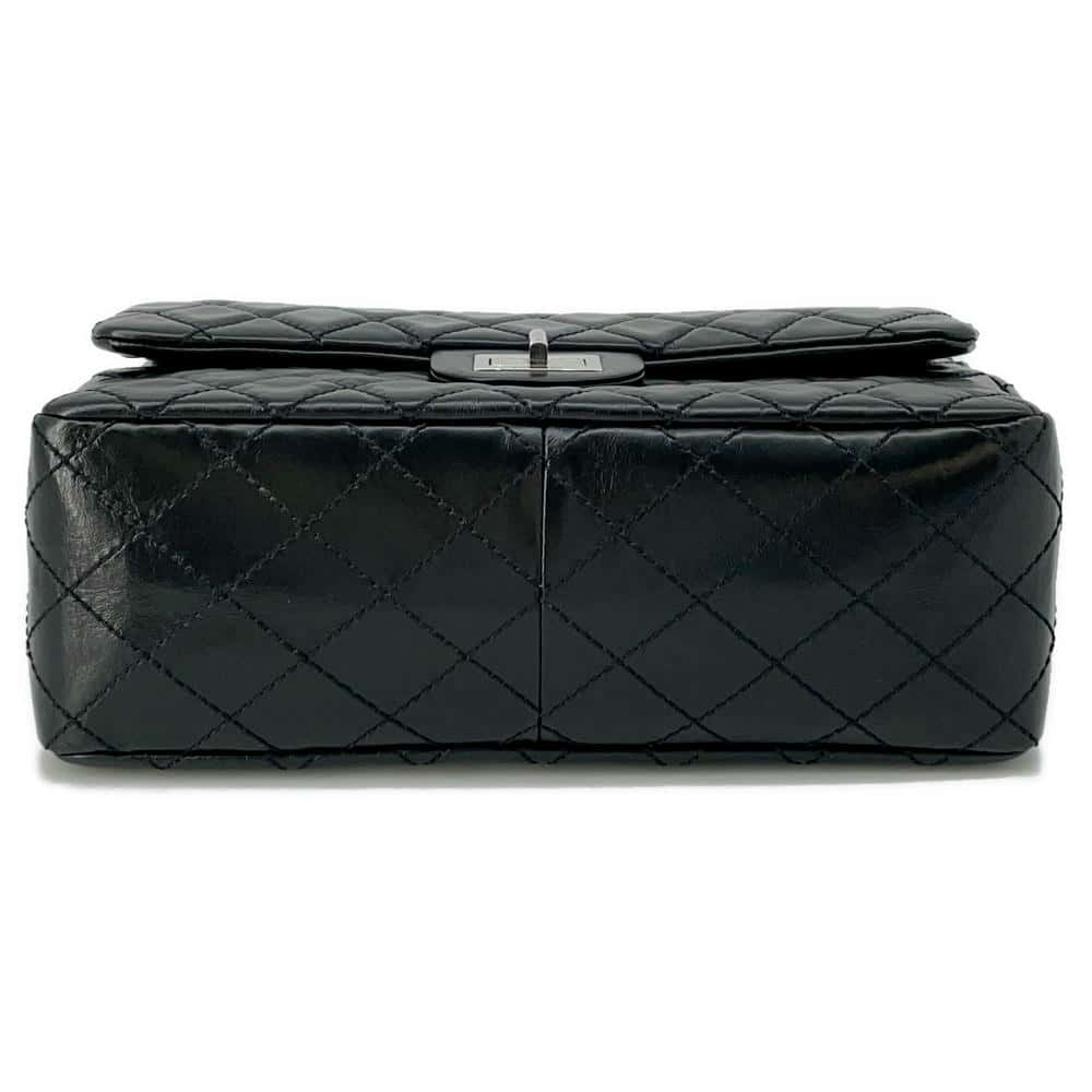 CHANEL 2.55 Matelasse W-Flap W-Chain Shoulder Bag BlackA37587 Aged Calf Leather Size Large