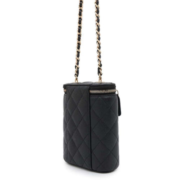 CHANEL Mini Vanity Matelasse Chain Shoulder Bag BlackAP1466 Caviar Leather