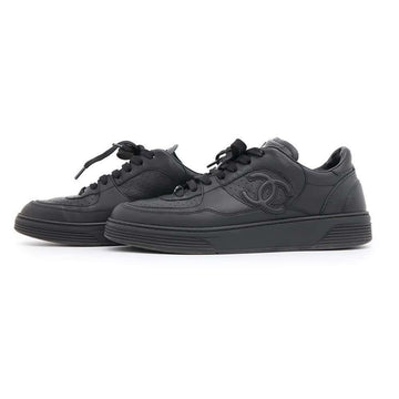 CHANEL CC Logo Sneakers BlackG45079 Leather Size 38