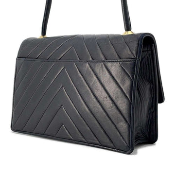CHANEL  Chevron Shoulder Bag Black Lambskin