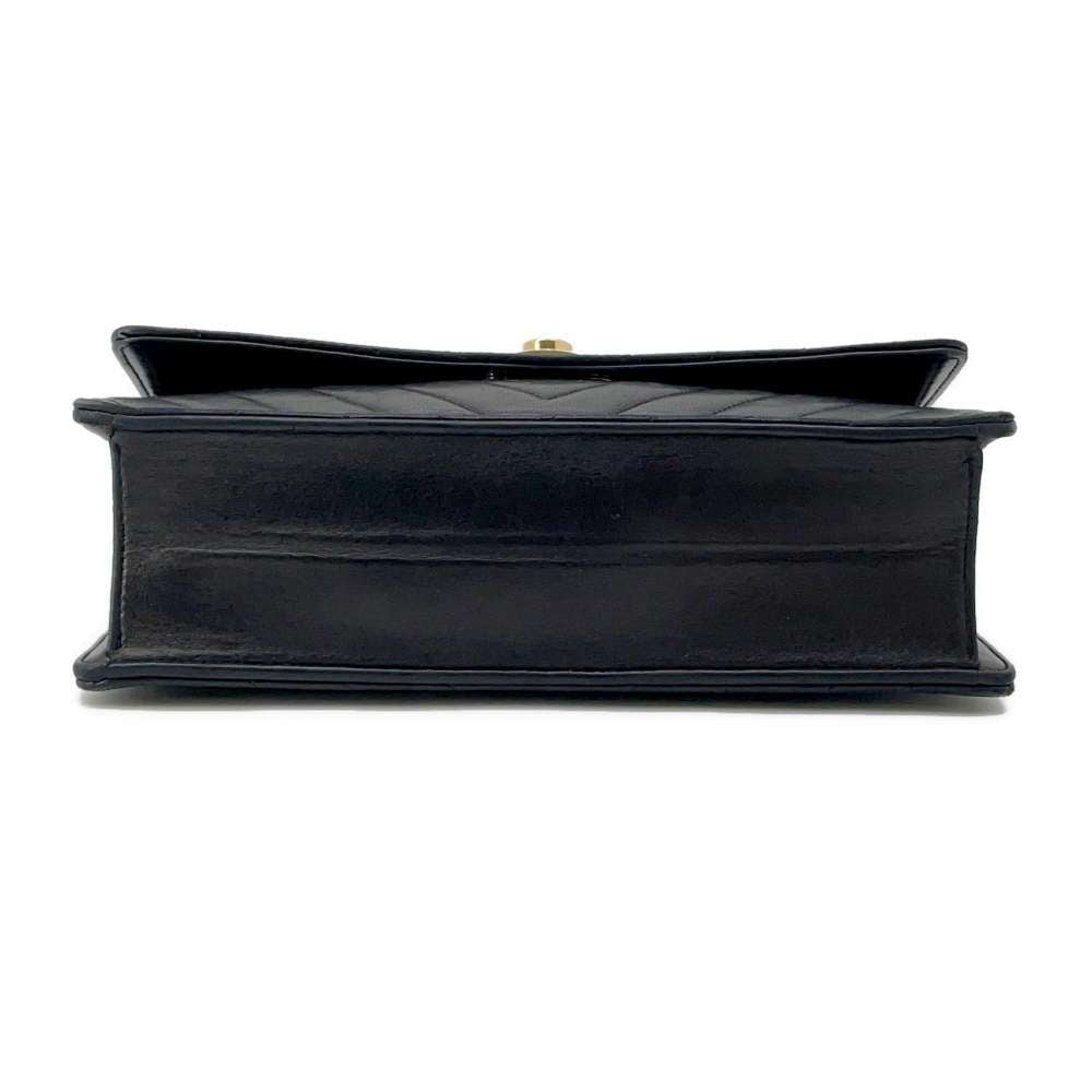 CHANEL  Chevron Shoulder Bag Black Lambskin