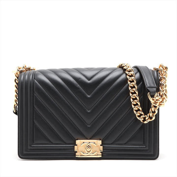 New 1:1 Rep Top Quality Chanel Boy New 1:1 Rep Top Quality Chanel 28   Chain Shoulder Bag Black Gold  28th A92193