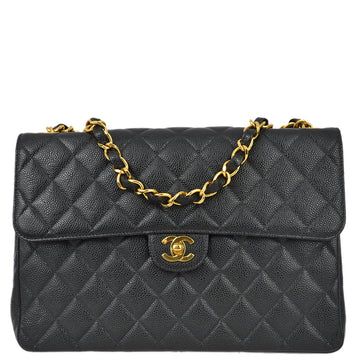 New 1:1 Rep Top Quality Chanel Black Caviar Jumbo Classic Flap Shoulder Bag