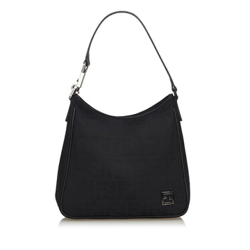 Fendi Black Canvas Fabric Zucca Shoulder Bag Italy