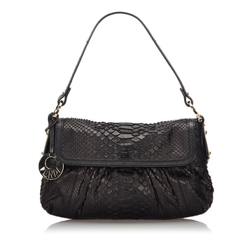 Fendi Black Python Leather Chef Baguette Italy