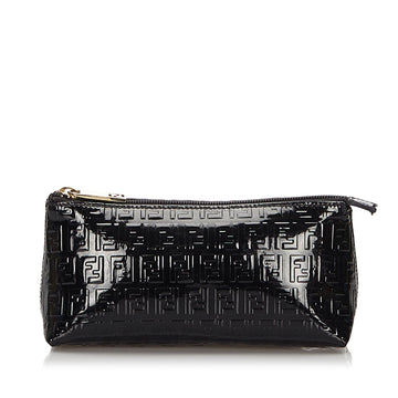 Fendi Black Patent Leather Zucchino Pouch Italy