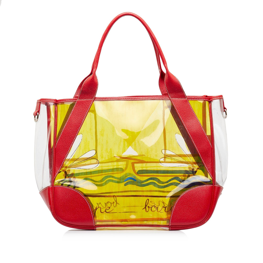 Yellow Prada Printed Vinyl Tote Bag