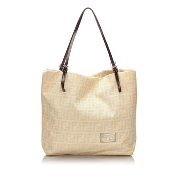 Fendi Brown Beige Canvas Fabric Zucchino Tote Bag Italy