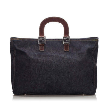 Fendi Blue Dark Denim Fabric Tote Bag Italy