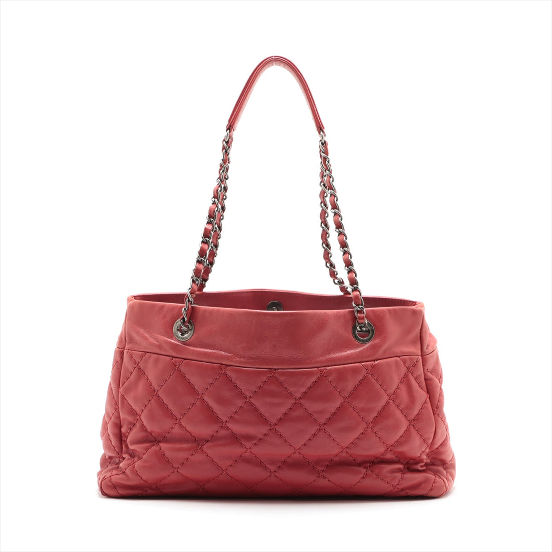 New 1:1 Rep Top Quality Chanel Coco Leather Chain Top Bag Red Black X Silver G  18th
