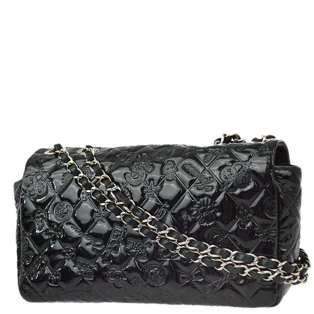 New 1:1 Rep Top Quality Chanel * Black Patent Leather Icon Single Flap Shoulder Bag