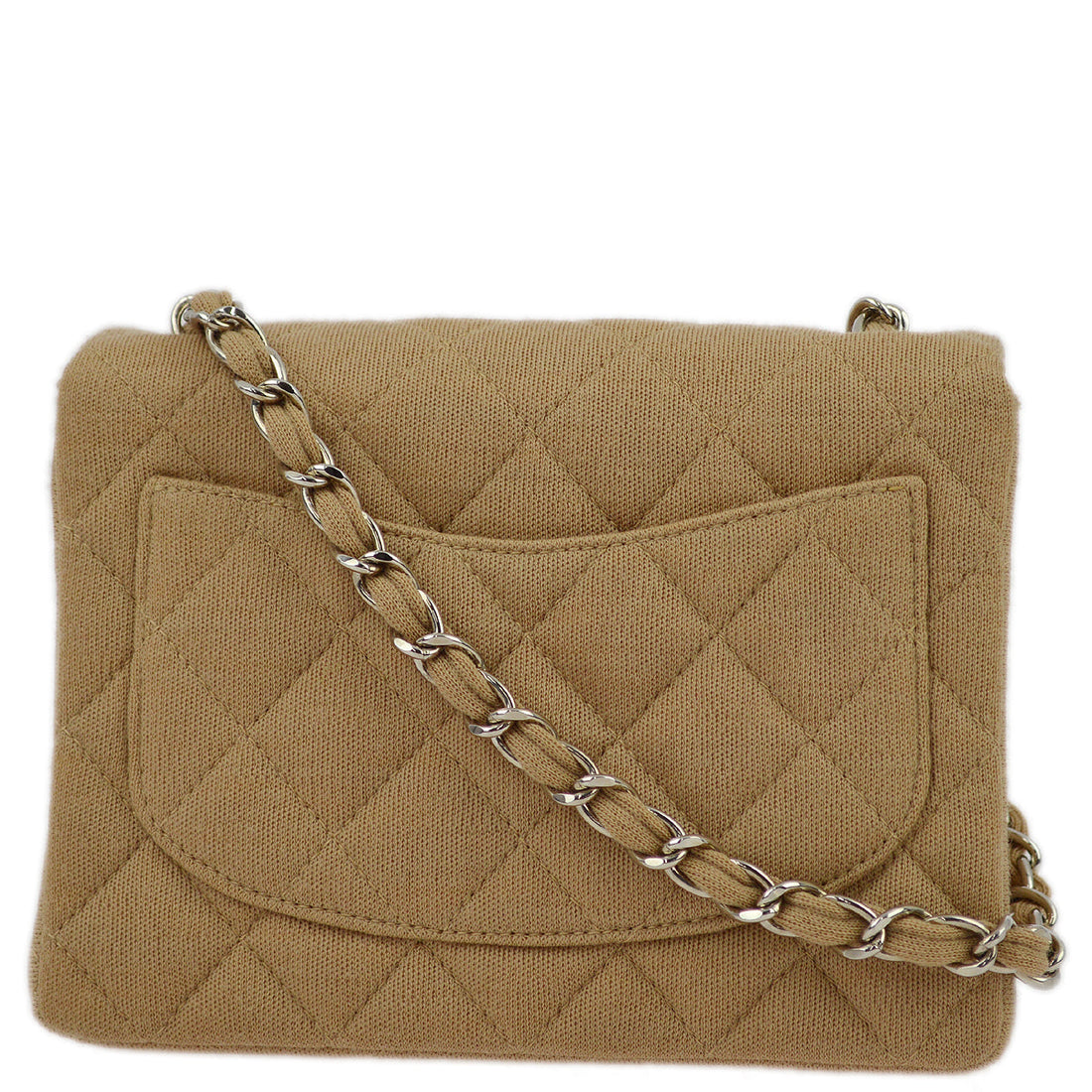 New 1:1 Rep Top Quality Chanel Beige Cotton Mini Classic Square Flap Shoulder Bag 17