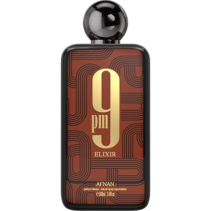 Afnan 9 PM Elixir Unisex Extrait de Parfum, 3.4 Fl. Oz 100ml Perfume
