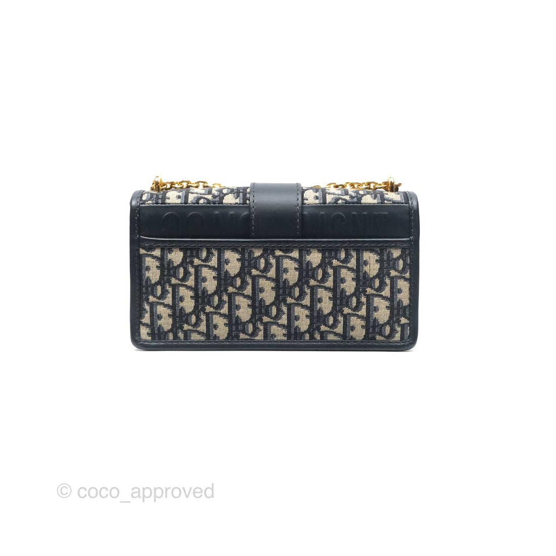 Dior 30 Montaigne East-West Bag With Chain Blue Dior Oblique Jacquard