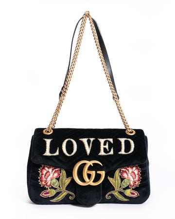 Gucci GG Marmont Flap Velvet Crossbody Bag