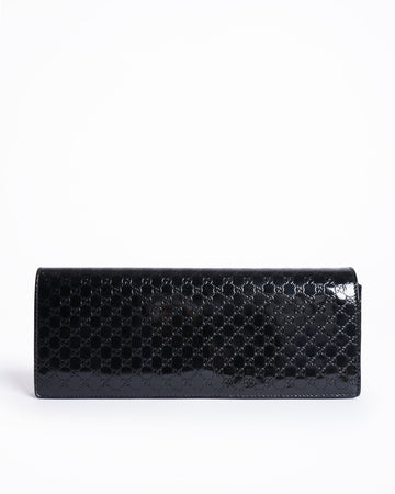 Gucci microguccissima patent leather long wallet in black