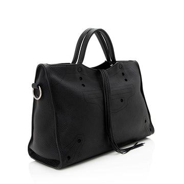Balenciaga Leather Blackout City Satchel (SHF-16522)