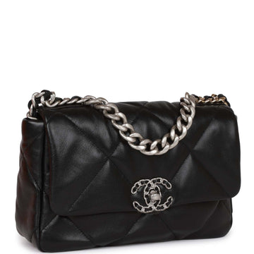Top Quality Chanel Medium 19 Flap Bag Black Lambskin Mixed Hardware