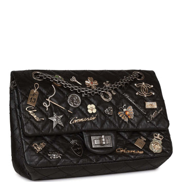 Top Quality Chanel Lucky Charms Reissue 2.55 Flap Bag Black Aged Calfskin Ruthenium Hardware