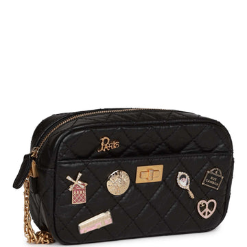 Top Quality Chanel Lucky Charms Mini Camera Bag Black Aged Calfskin Aged Gold Hardware