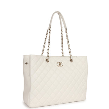 Top Quality Chanel Large Classic Timeless Tote White Caviar Light Gold Hardware