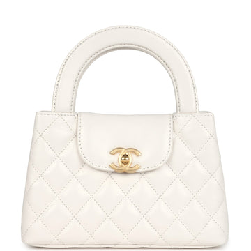 Top Quality Chanel Small Kelly Shopper White Shiny Aged Calfskin Brushed Gold Hardware