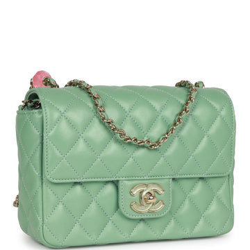 Top Quality Chanel Candy Heart Mini Flap Bag Turquoise Lambskin Enamel and Light Gold Hardware