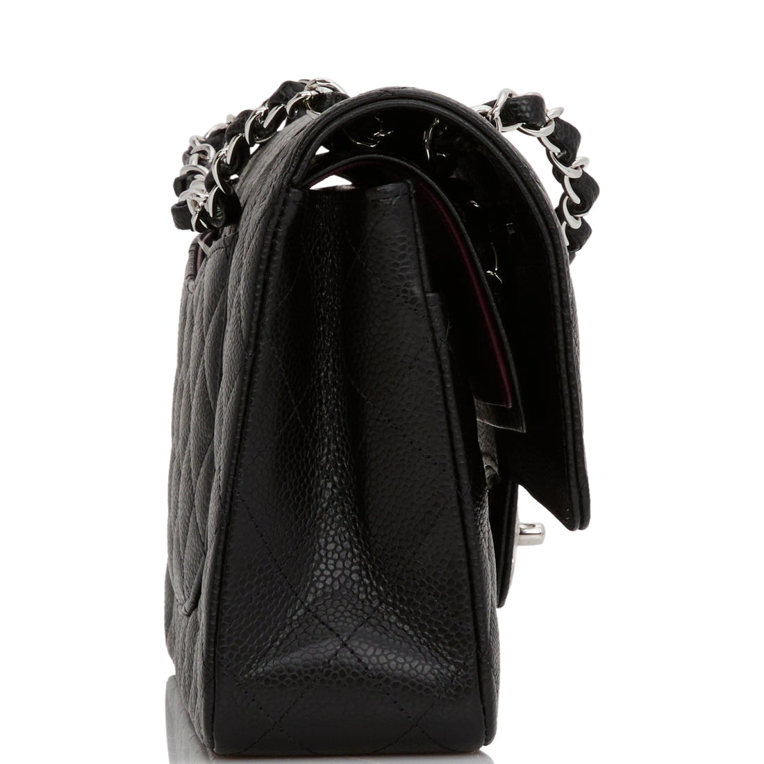 Top Quality Chanel Medium Classic Double Flap Bag Black Quilted Caviar Silver Hardware