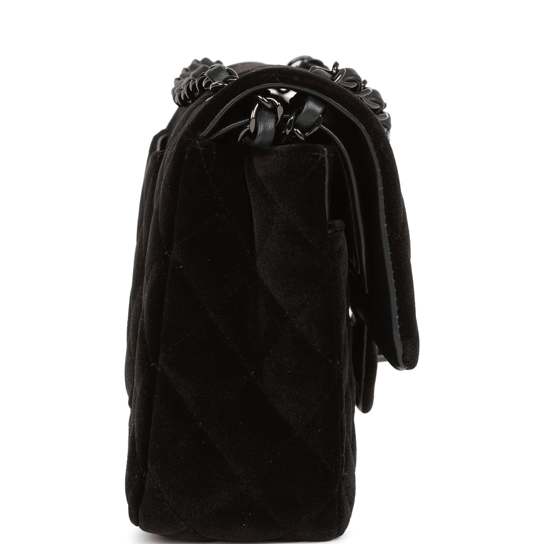 Top Quality Chanel Medium Classic Double Flap Bag Black Velvet Ruthenium Hardware