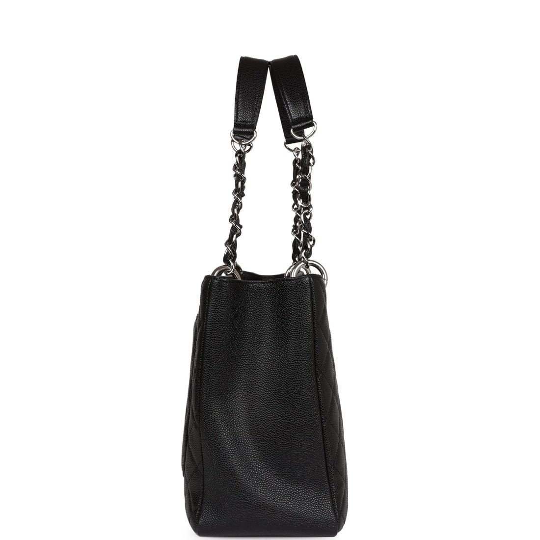 Top Quality Chanel Grand Shopping Tote GST Black Caviar Silver Hardware