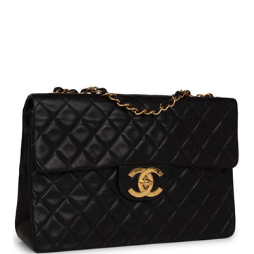 Top Quality Chanel XL Maxi Flap Bag Black Lambskin Gold Hardware
