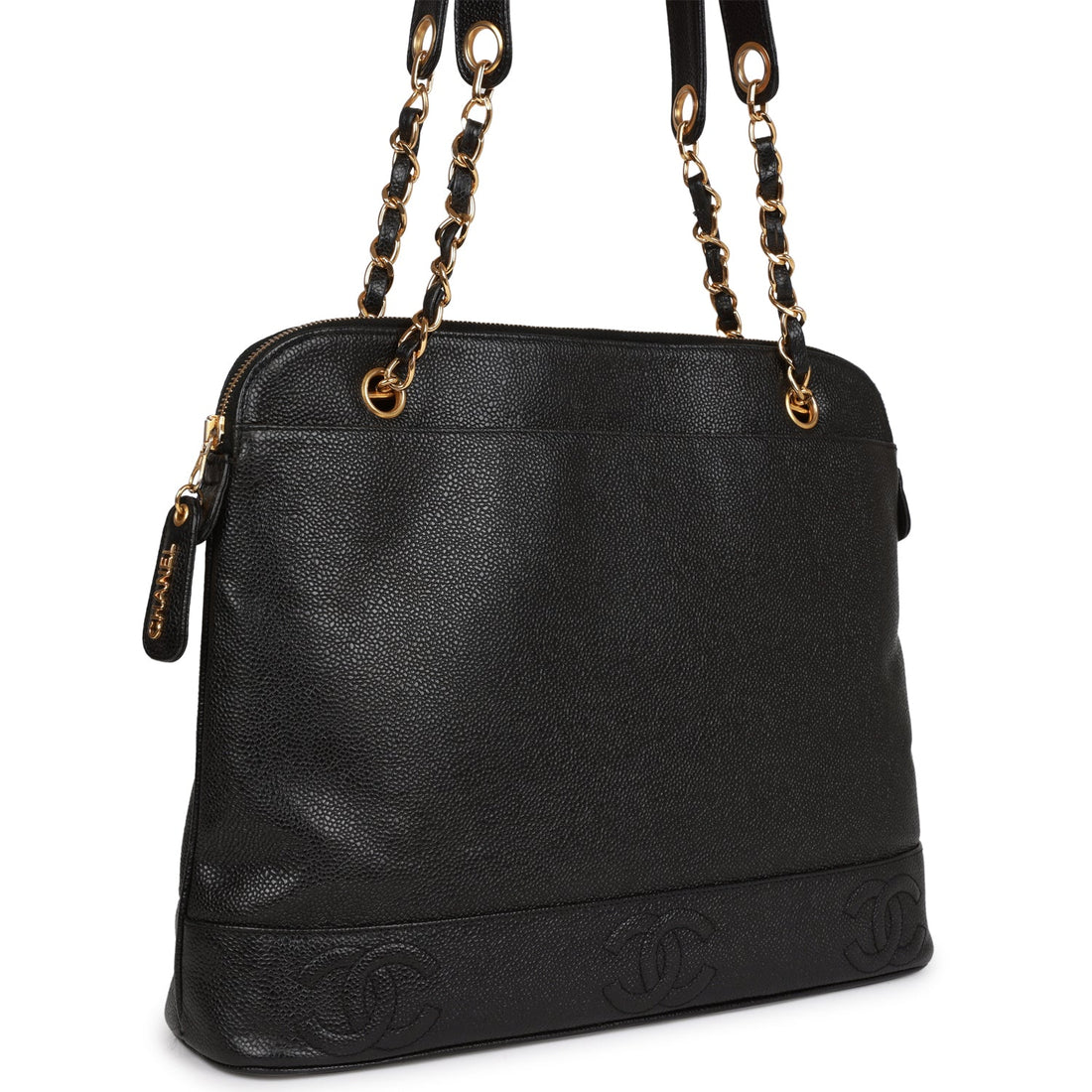 Top Quality Chanel Triple CC Tote Bag Black Caviar Gold Hardware