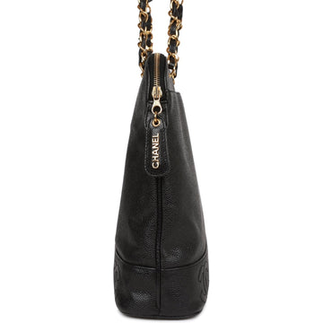 Top Quality Chanel Triple CC Tote Bag Black Caviar Gold Hardware