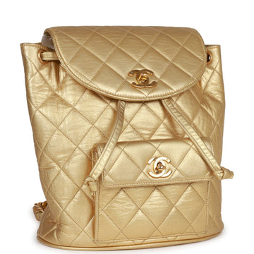 Top Quality Chanel Duma Backpack Gold Metallic Lambskin Gold Hardware
