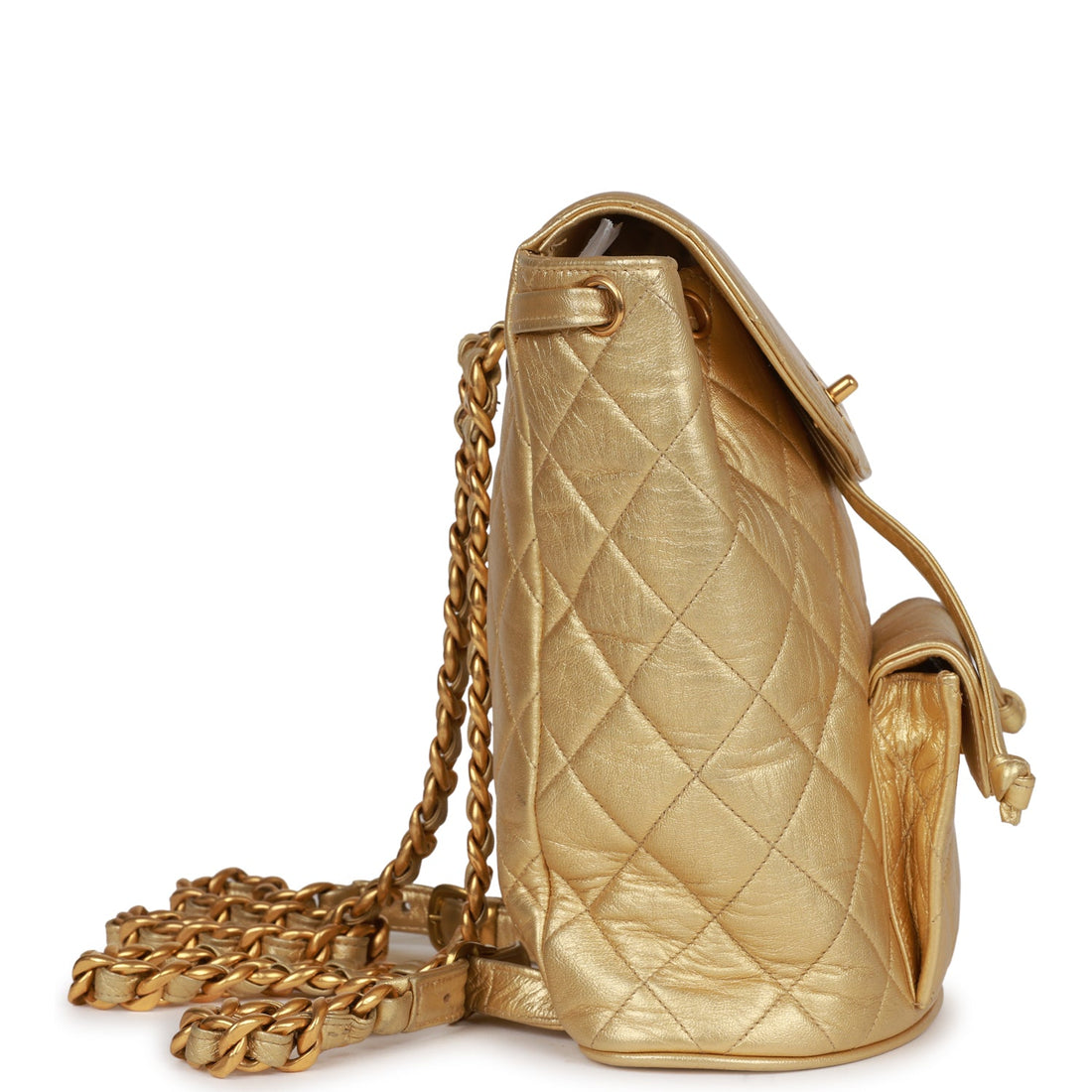 Top Quality Chanel Duma Backpack Gold Metallic Lambskin Gold Hardware