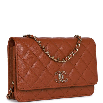 Top Quality Chanel Wallet on Chain WOC Brown Caviar Gold Hardware