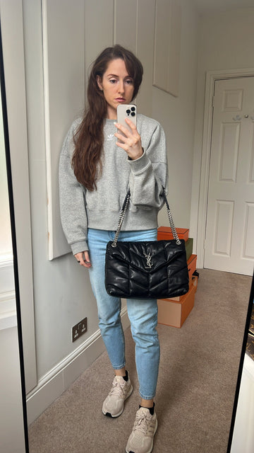 Yves Saint Laurent (YSL) Medium Black Quilted Puffer Silver Hardware