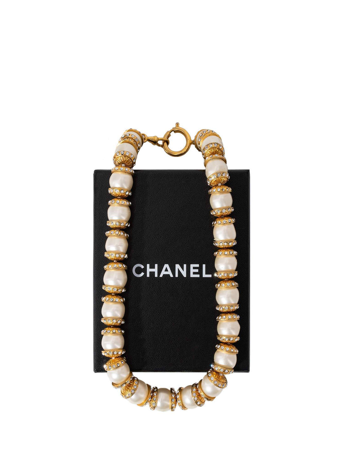 Top Quality Chanel CC Logo Pearl Choker Necklace Gold