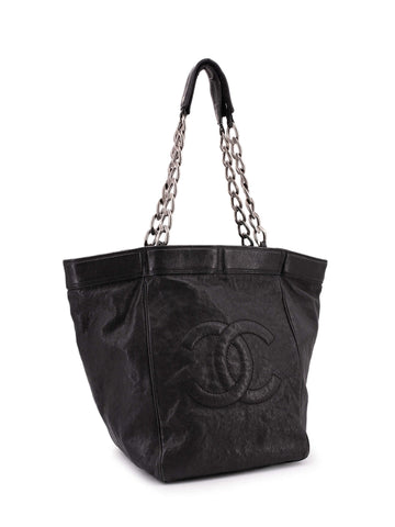 Top Quality Chanel Caviar Leather Large CC Logo Shopper Bag Black