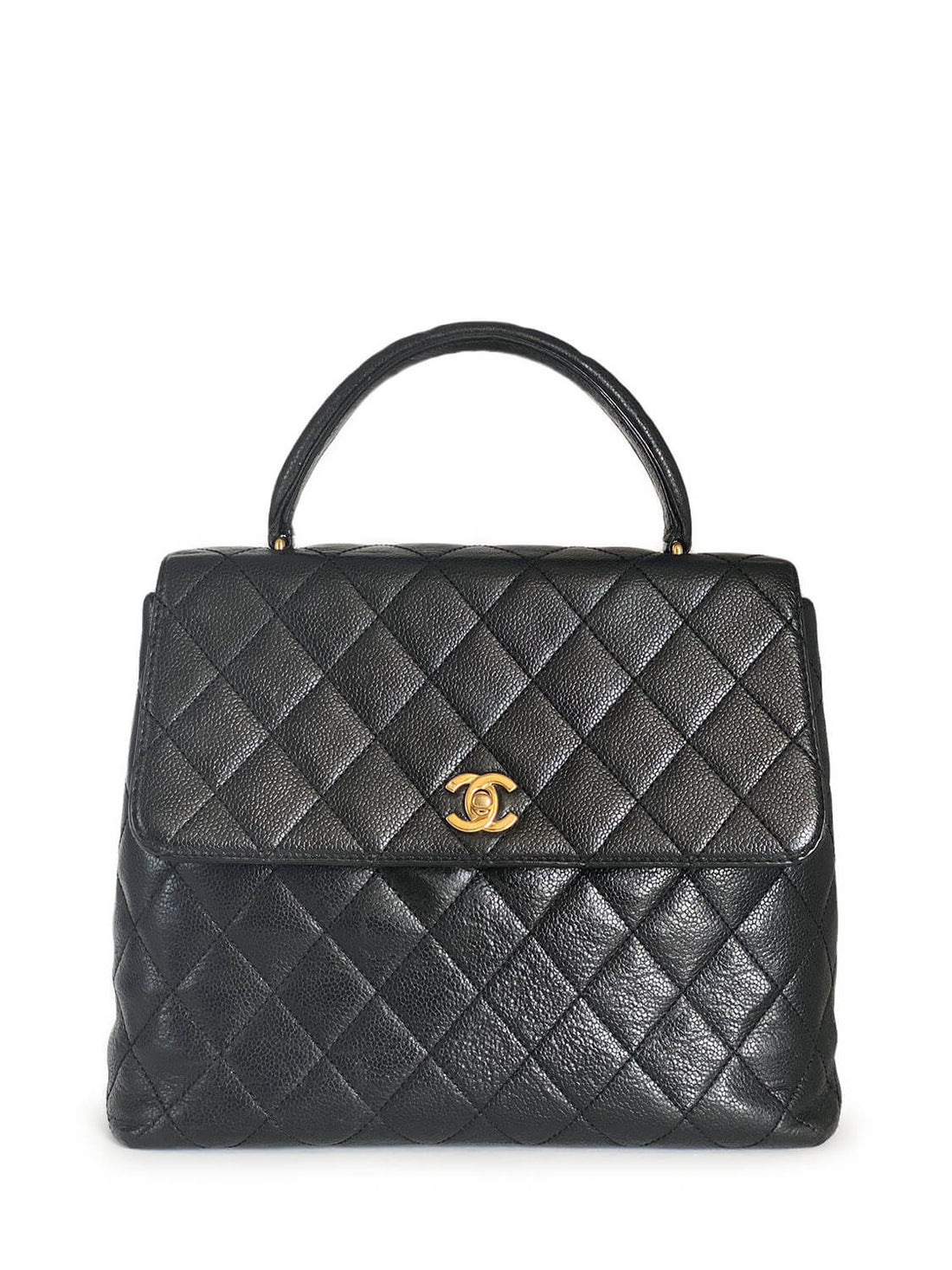 Top Quality Chanel Caviar Quilted Large Coco Handle Flap Bag Black