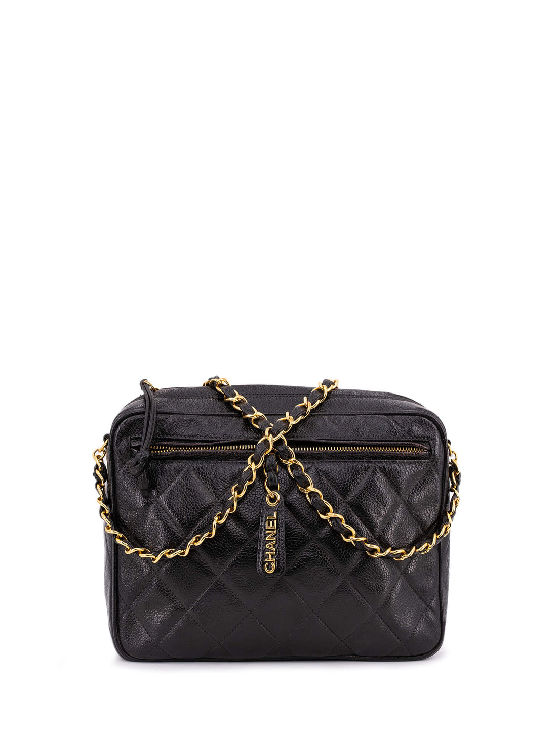 Top Quality Chanel Caviar Quilted Leather CC Logo Messenger Bag Black