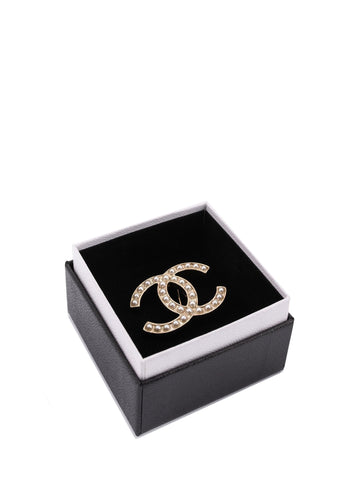 Top Quality Chanel Pearl CC Logo Pin Gold