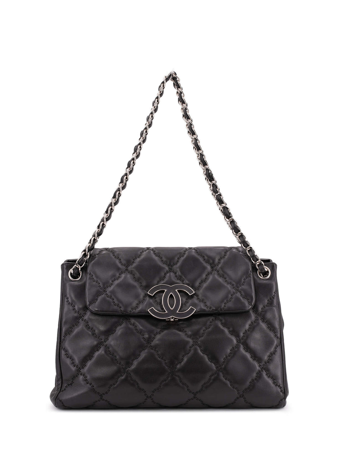 Top Quality Chanel Quilted Leather CC Logo Flap Bag Black