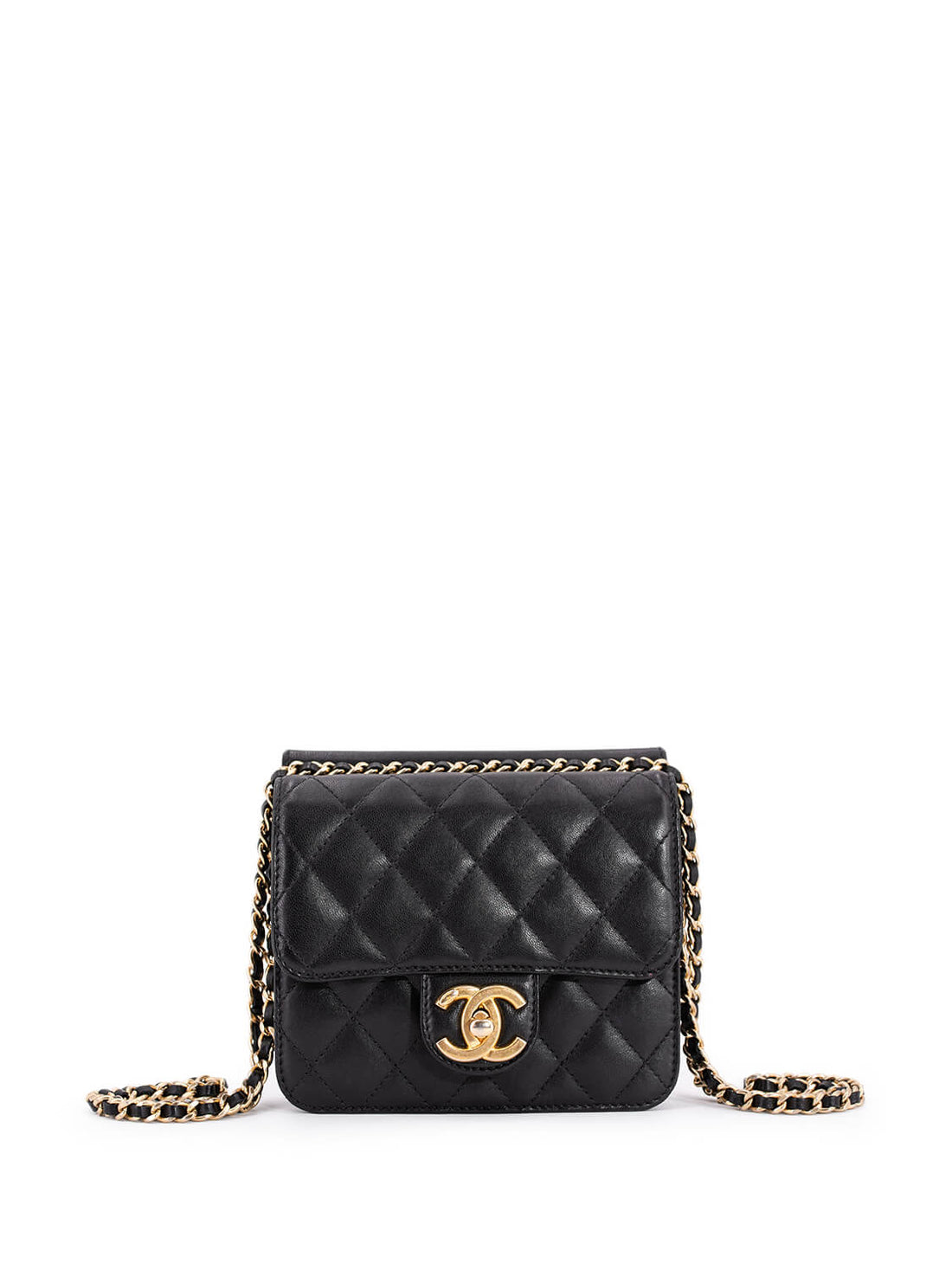 Top Quality Chanel Quilted Leather Mini Square Flap Bag Black