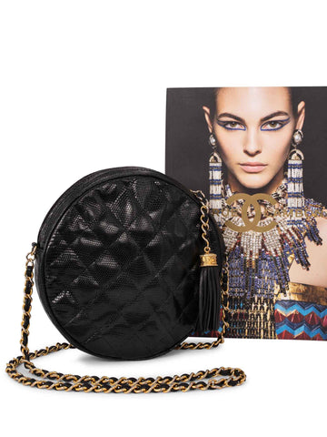 Top Quality Chanel Quilted Leather Round Tassel Messenger Bag Black