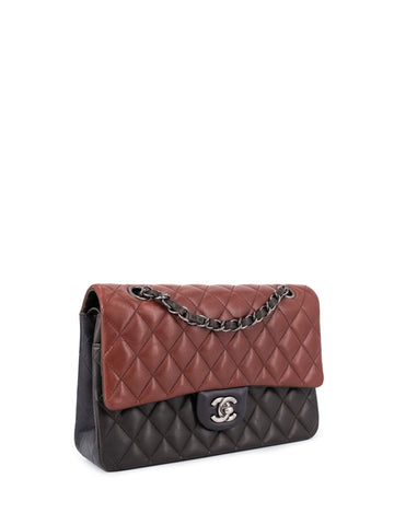 Top Quality Chanel Quilted Leather Tri-Color Medium Double Flap Bag Burgundy