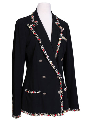 Top Quality Chanel Tweed Paris-Bombay Crest Beaded Jacket Black