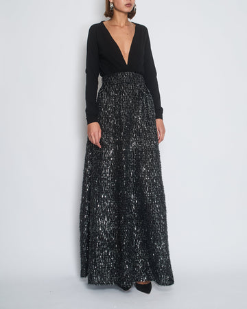 Top Quality Chanel 20/S Black Mesh Appliqu?© Maxi Skirt Size FR 38 (UK 10)