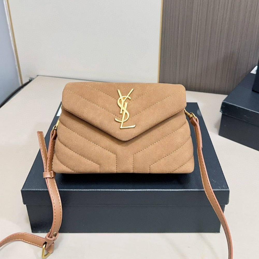 YSL LOULOU SMALL SHOULDER BAG IN SUEDE 22CM